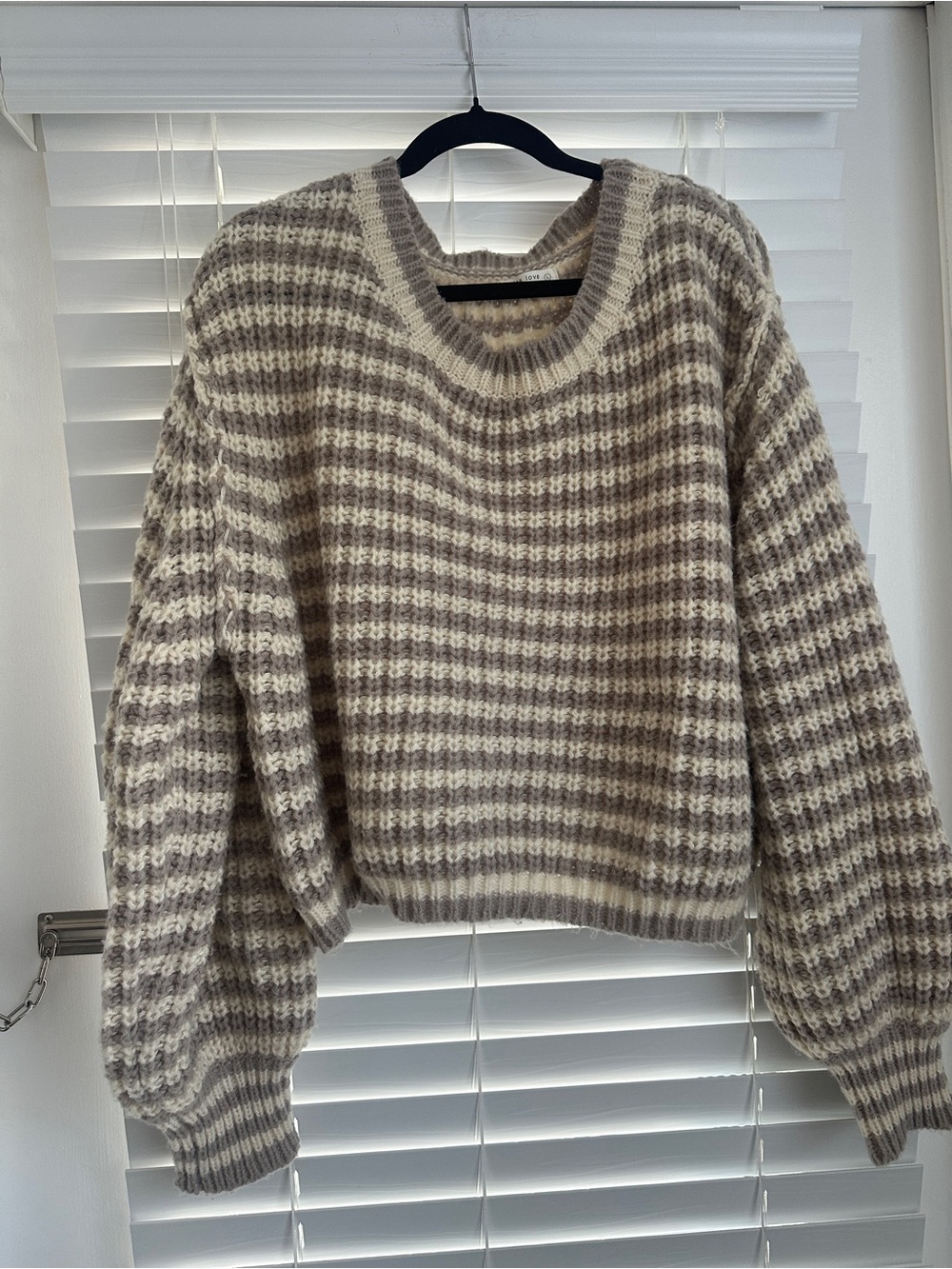 Miss Love Oversized Knit Sweater- Brown and Cream Striped